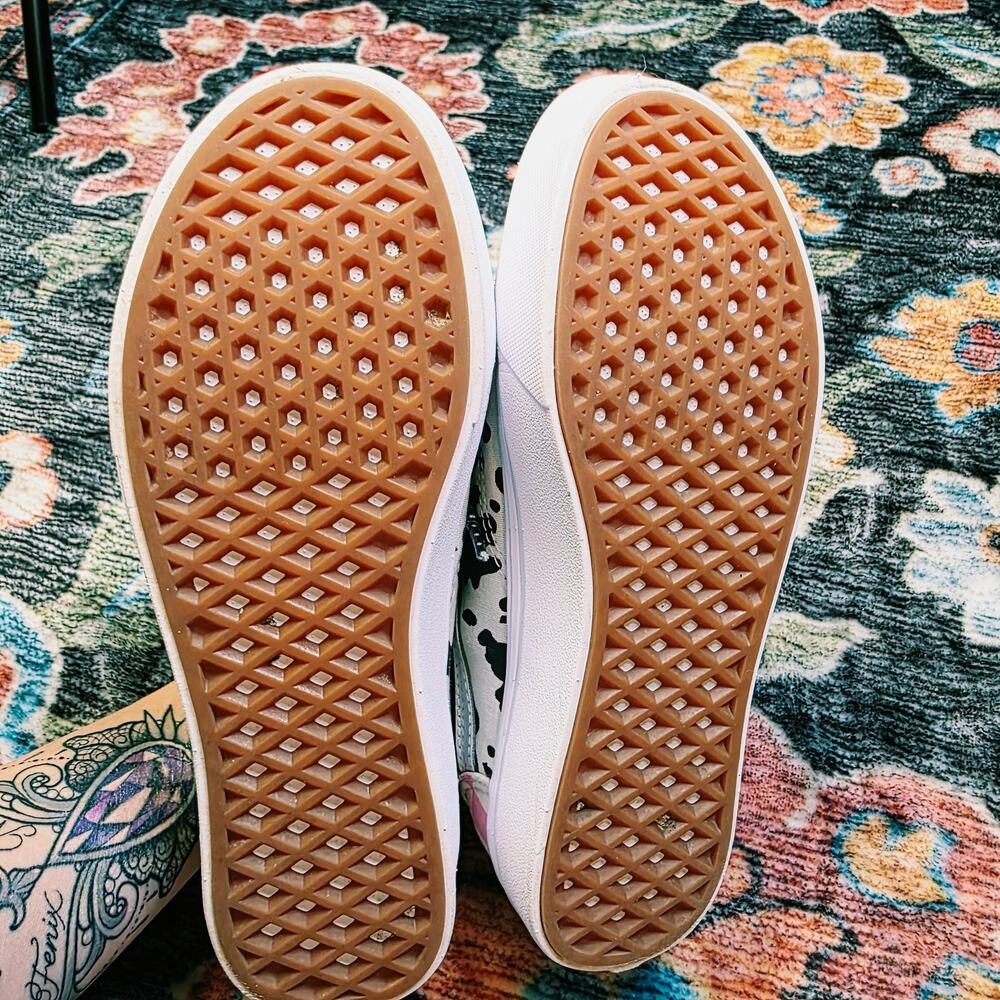 Vans Old Skool ComfyCush Customs Cow Print Pink Checkerboard Sneakers Size 7 - Picture 13 of 13